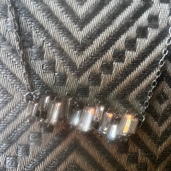 French Connection Silver Crystal Necklace NWT - Picture 6 of 7